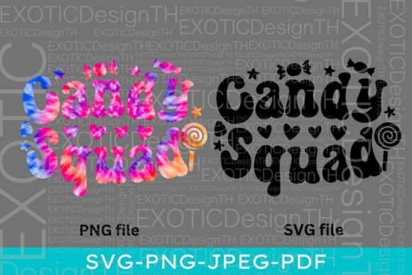Candy Squad Tie Dye Groovy Lollipop Girl: A Playful Graphic Design Asset for Crafts and Local Brands