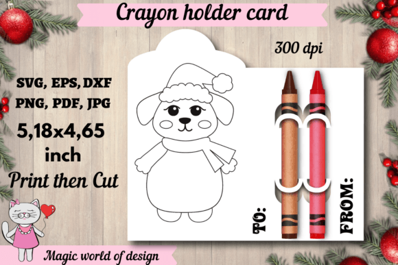 Christmas Dog Coloring Crayon Holder SVG: A Festive Graphic for Crafts and Branding