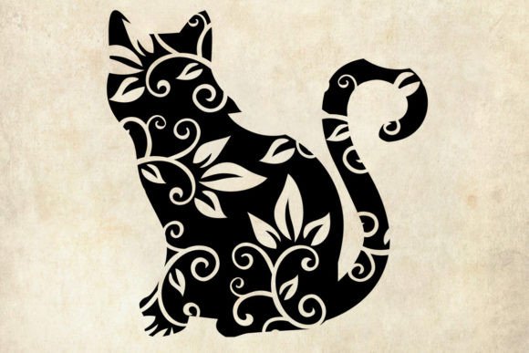 Floral Cat Graphics for Crafts and Creative Projects