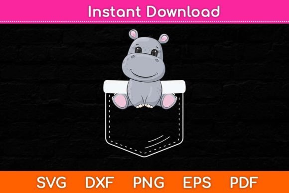 Hippo in Pocket Hippopotamus Svg Design: A Versatile Graphic for Crafts and Creative Branding