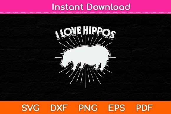 I Love Hippos Hippopotamus SVG Design: A Versatile Graphic for Crafts and Branding