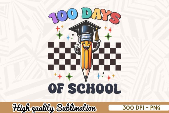 Retro 100 Days of School PNG for Crafts and Graphics