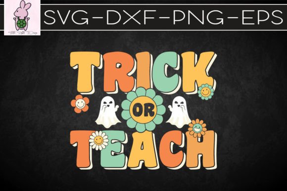 Retro Trick or Teach Ghost Teacher: A Unique Graphic Design Asset for Crafts and Branding