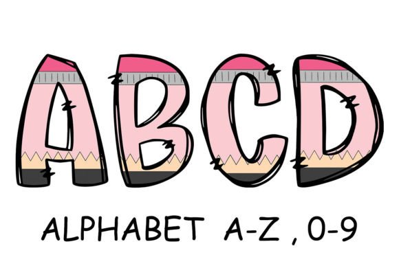 School Pink Pencil Alphabet Letters: A Versatile Graphic Design Asset for Crafts
