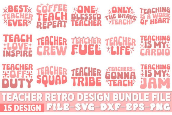 Teacher Retro Design Bundle File: A Nostalgic Graphic Asset for Crafts and Local Branding