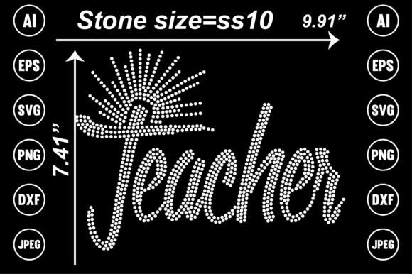 Teacher Rhinestone Design: A Sparkling Graphic Asset for Crafts and Creative Projects