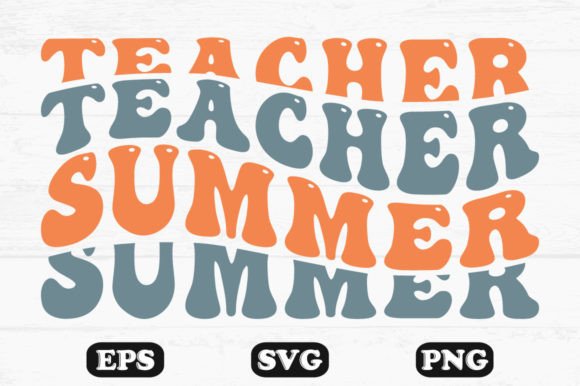 Teacher Summer Retro Wavy T-Shirt Design: A Graphics Asset for Creative Publishers